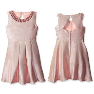 Rare Editions Blush Metallic Social Dress